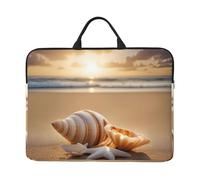 Funda protectora para portátil de 14 pulgadas con estampado de conchas marinas y paisaje en la playa