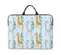 Funda protectora para portátil de 14 pulgadas, diseño de flores de jirafa, compatible con cremallera, asa portátil clásica