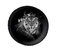 Funda Protectora para Rueda de Repuesto Black & White Tiger, Resistente a la Intemperie, Universal y a Prueba de Polvo, 17 Pulgadas.