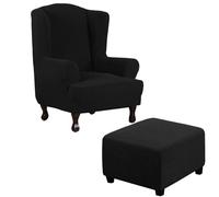 Funda protectora para sillón reclinable con estampado de tigre para otomana y reposapiés, color negro, elástica, se adapta a otomanas grandes y cuadradas