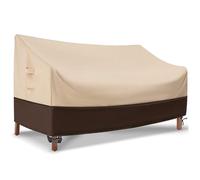 Funda protectora para sofá patio aire libre protector para muebles de exterior Oxford Rectangular Funda Protección adapta sofás biplaza de 2 y 3 asientos con cordón seguro (Beige + Brown, 147*84*79cm)