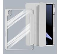 Funda protectora para tablet inteligente de tres pliegues para OPPO Pad Air, con soporte para lápices, carcasa trasera transparente transparente, funda de TPU a prueba de golpes, protección resistente