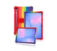 Funda protectora para tablet Samsung Galaxy Tab S10 FE de 10.9 pulgadas, funda de silicona suave agradable a la piel con soporte ajustable (arcoíris)
