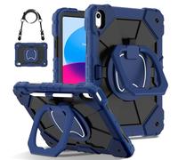 Funda Protectora para Tableta Case For iPad 11th Generation A16 11 Inch 2025 Rugged Shockproof Cover,Protective Case W 360 Swivel Kickstand+Hand Strap+Shoulder Strap Protección Resistente(Blue 1)