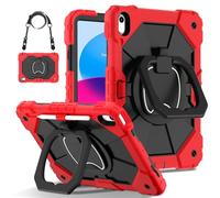 Funda Protectora para Tableta Case For iPad 11th Generation A16 11 Inch 2025 Rugged Shockproof Cover,Protective Case W 360 Swivel Kickstand+Hand Strap+Shoulder Strap Protección Resistente(Rosso)