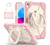 Funda Protectora para Tableta Case For iPad 11th Generation A16 11 Inch 2025 Rugged Shockproof Cover,Protective Case W 360 Swivel Kickstand+Hand Strap+Shoulder Strap Protección Resistente(Rose Gold)