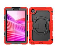 Funda protectora para tableta For Lenovo Tab One 8.7 inch/K9 TB305FU 2025 Case with Screen Protector,Full Body Protective Rugged Cover Rotating Handle Silicone Case Protección resistente(Rosso)