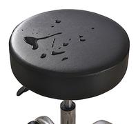 Funda Protectora Para Taburete Redondo Impermeable De Piel Sintética Redonda Fundas Taburetes Redondos Elástica Diámetro 30-38 Cm Fundas Para Taburetes De Bar Antifouling Antipolvo ( Color : Black , S