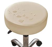 Funda Protectora Para Taburete Redondo Impermeable De Piel Sintética Redonda Fundas Taburetes Redondos Elástica Diámetro 30-38 Cm Fundas Para Taburetes De Bar Antifouling Antipolvo ( Color : Light bei