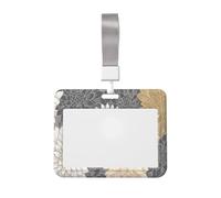 Funda protectora para tarjetas de identificación de plástico duro con diseño de flores de crisantemo, color gris y blanco y dorado