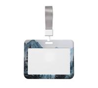 Funda protectora para tarjetas de identificación de plástico duro con diseño de paisaje de montaña, bosques perennes, protector de etiqueta de nombre para enfermeras y oficina