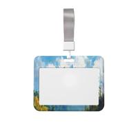 Funda protectora para tarjetas de identificación de plástico duro con diseño de paisaje impresionista de montaña nevada para enfermeras y oficina