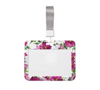 Funda protectora para tarjetas de identificación de plástico duro con diseño floral y flores blancas magenta para enfermeras y oficina