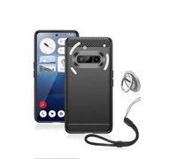 Funda protectora para teléfono Nothing 3A, funda de silicona suave compatible con Nothing Phone (3a), viene con cordón y soporte para anillo de teléfono, color negro