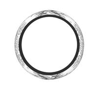 Funda protectora para volante de coche con estampado de flores plateadas de 15 pulgadas, universal, antideslizante, elástica, transpirable, de goma suave, para volante de coche.