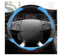 Funda Protectora para Volante de Coche, Funda de Fibra de Carbono y Cuero con Forma de D de 38 cm para Citroën DS3 DS4 DS5 DS 5LS DS6 DS7 DS9, Funda de Volante roja (Azul).