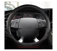 Funda Protectora para Volante de Coche, Funda de Fibra de Carbono y Cuero con Forma de D de 38 cm para Citroën DS3 DS4 DS5 DS 5LS DS6 DS7 DS9, Funda de Volante roja (Negra)