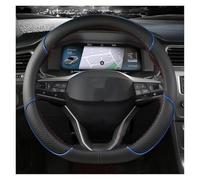 Funda Protectora para Volante de Coche para Seat para Tarraco para Arona para Ateca para Ibiza para Toledo 38cm Protector Antideslizante para Volante De Coche Cuero De Microfibra(D Shape Blue)