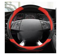 Funda Protectora para Volante de Fibra de Carbono con Forma de D para Citroën C3-XR C4 para Sega C4L para Elysee DS3 DS4 DS5 DS6 DS7 DS9 Funda para Volante Rosa (Rojo)