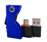 Funda Protectora para YubiKey 5 NFC y 5C NFC con Llavero Lanyard - Case Antigolpes de Plástico Resistente, Cover con Diseño Giratorio (No Incluye Llave de Seguridad) (Azul con Adaptadores)