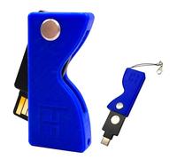 Funda Protectora para YubiKey 5 NFC y 5C NFC con Llavero Lanyard - Case Antigolpes de Plástico Resistente, Cover con Diseño Giratorio y Plegable (No Incluye Llave de Seguridad) (Azul)
