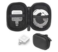 Funda protectora personalizada y de transporte para lector cuadrado para banda magnética, con ambos bolsillos de malla para hasta 2 lectores cuadrados (negro)