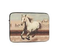 Funda protectora portátil con estampado de caballo blanco saltando adecuada para viajes de negocios y documentos de 10 pulgadas