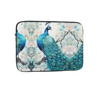Funda protectora portátil con estampado de hábitat de pavo real azul, adecuada para viajes de negocios y documentos de 15 pulgadas