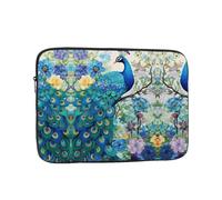 Funda protectora portátil con estampado de pavo real azul en aceite, adecuada para viajes de negocios y documentos de 13 pulgadas