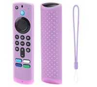 Funda protectora remota con silicona, Lavender color | Construcción de funda de silicona, disposición de botones abiertos, textura trasera de puntos elevados, correa de