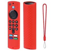 Funda protectora remota con silicona, Red | Construcción de funda de silicona, disposición de botones abiertos, textura trasera de puntos elevados, correa de