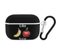 Funda protectora rígida para auriculares con texto en inglés "I Like To Eat Apples And Bananas", compatible con Airpods Pro, funda protectora rígida con llavero