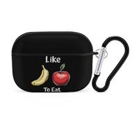Funda protectora rígida para auriculares con texto en inglés "I Like To Eat Apples And Bananas", compatible con Airpods Pro, funda protectora rígida con llavero