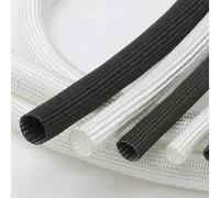 Funda protectora térmica de fibra de vidrio, Braided Fiberglass Sleeve 2m ID 1-40mm 600°C High Temperature Multicolor Sleeving(Black,12mm)