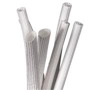 Funda protectora térmica de fibra de vidrio, Braided Fiberglass Sleeve High Temperature 600 Deg C ID1-50mm White(Inner Diameter 4mm 5M)