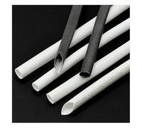 Funda protectora térmica de fibra de vidrio, White Braided Fiberglass Heat Shield Sleeve 1m 600°C 1mm-30mm(Inner Diameter 7mm)