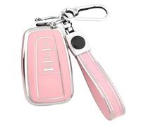 Funda Protectora TPU con 3 Botones para Llave Coche para Toyota para Prius para Camry para Corolla CHR C-HR RAV4 para Land Cruiser para Prado(Pink,Set 3)