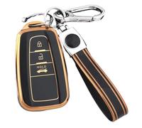 Funda Protectora TPU con 3 Botones para Llave Coche para Toyota para Prius para Camry para Corolla CHR C-HR RAV4 para Land Cruiser para Prado(Black Gold,Set 3)