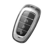 Funda Protectora TPU para Llaves Coche para Hyundai para Tucson para Solaris para Sonata Hybrid para Nexo NX4 para Santafe Dn8 2020-2022 4 Botones Funda Llave(Transparent Black)