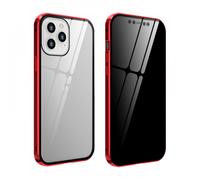 Funda protectora transparente de cuerpo completo con cristal templado y borde metálico, cubierta de privacidad compatible con iPhone 12/12 Max/12