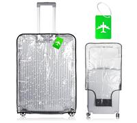 Funda protectora transparente para maleta, de PVC, impermeable, reutilizable, con 1 etiqueta de equipaje, funda de viaje para maleta de 30 pulgadas, protección contra arañazos, Blanco, Fashion