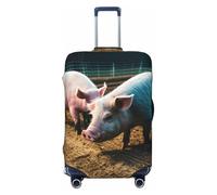 Funda protectora universal para maleta, con estampado de cerdos en granja, elástica, lavable, para equipaje de viaje, Black, L