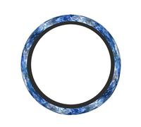 Funda protectora universal para volante de coche con estampado de flores azules de 15 pulgadas, antideslizante, elástica, transpirable, de goma suave.