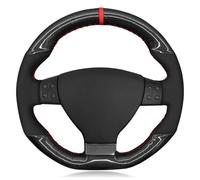 Funda Protectora Volante Coche para VW para Golf 5 para Mk5 para GTI para Golf 5 para R32 para Passat R GT 2005 Protector para Volante Coche Gamuza Negra Suave Fibra Carbono(White Thread)