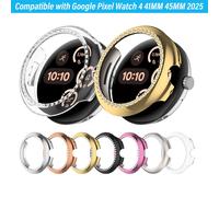 Funda protectora XiHAMA Glitter Bumper compatible con Google Pixel Watch4 (41 mm/45 mm) - Funda protectora con diamantes de imitación brillantes