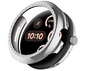 Funda protectora XiHAMA Glitter Bumper compatible con Google Pixel Watch4 (41 mm/45 mm) - Funda protectora con diamantes de imitación brillantes