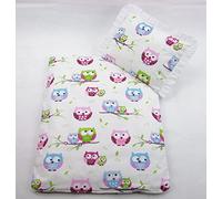 Funda rawstyle 4 piezas Set para carrito cama de techo + cojín + relleno (búho rosa)