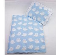 Funda rawstyle 4 piezas Set para carrito cama de techo + cojín + relleno negro Hellblau mit 1 Eule Talla:1 x Kissen 25cm x 35cm und 1 x Decke 70cm x 50cm
