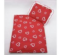Funda rawstyle 4 piezas Set para carrito cama de techo + cojín + relleno rojo Rot Weiße Herze Talla:1 x Kissen 25cm x 35cm und 1 x Decke 70cm x 50cm