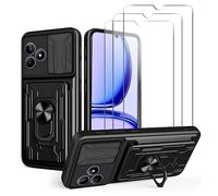 Funda Realme note 50/C51/Realme C53/Realme Narz o N53 + 3× Cristal Templado,[Tapa Deslizante para la cámara] Anti-Choque con 360 Grados Magnetic Anillo Hard PC y Silicona TPU Bumper antigolpes Case